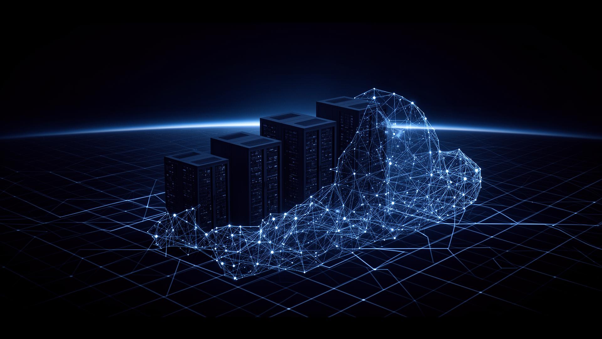 Enterprise cloud infrastructure and AI neural network visualization